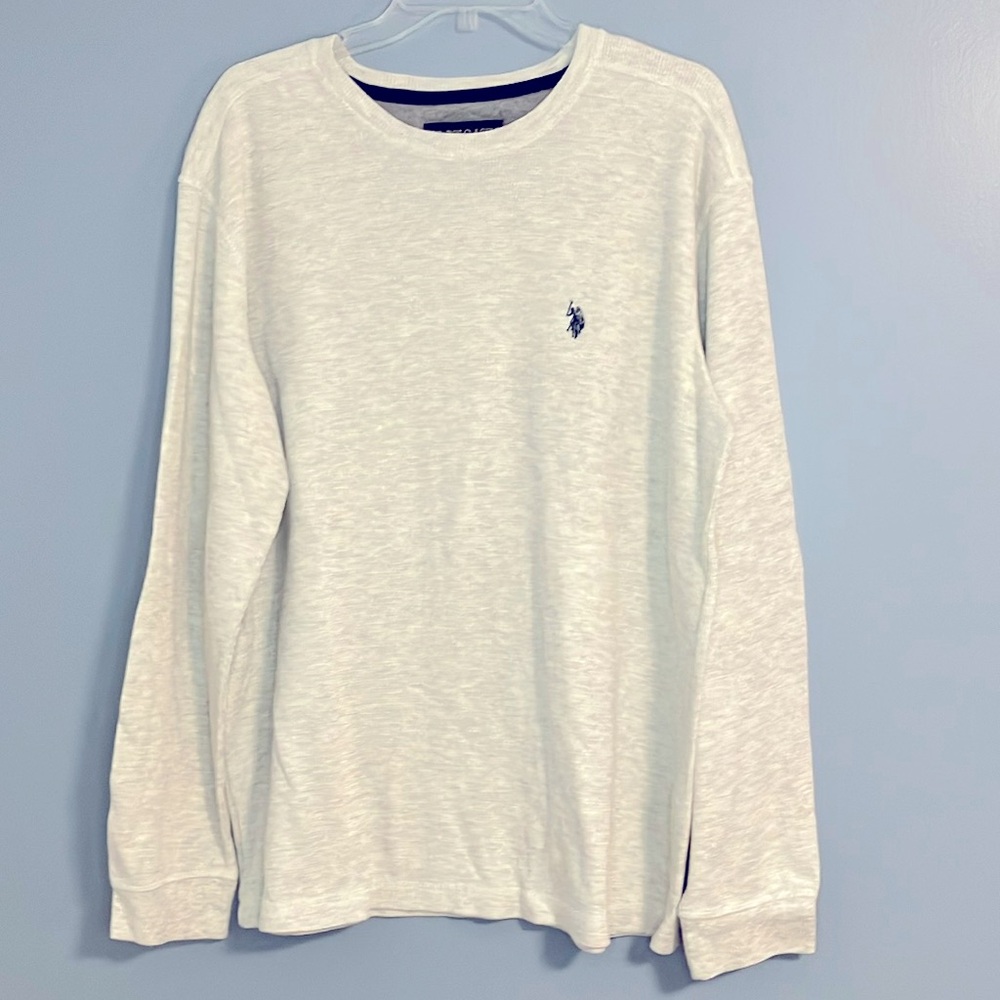 U.S. Polo Assn. Mens Light gray Long Sleeve Thermal Crewneck Shirt XXL